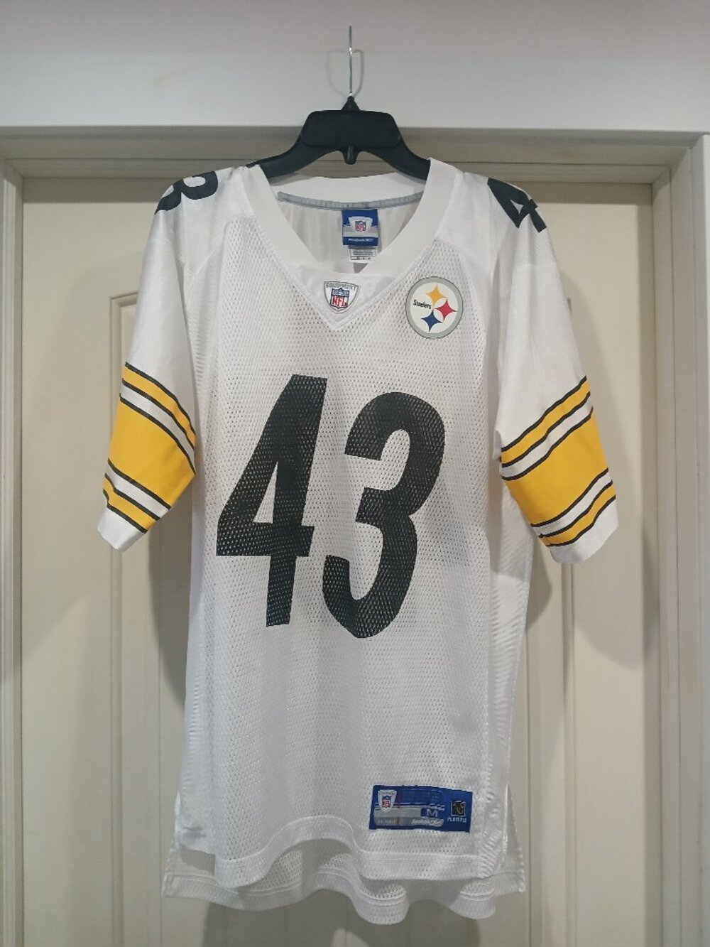 VTG NFL Reebok 2000s white Pittsburgh Steelers Troy Polamalu #43 jersey (size M)